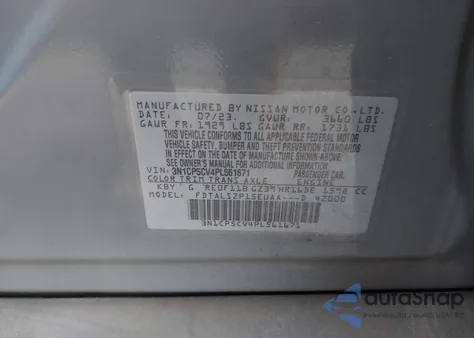 2023 Nissan Kicks Sv Xtronic Cvt z USA, uszkodzony, nr VIN 3N1CP5CV4PL561671